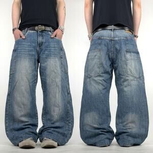 Vintage y2k faded mud wash grunge archive baggy wide leg skater jeans